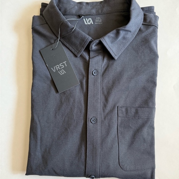 VRST Refined Knit LS Button Down Shirt in Charcoal Grey Size XXL - Picture 2 of 5